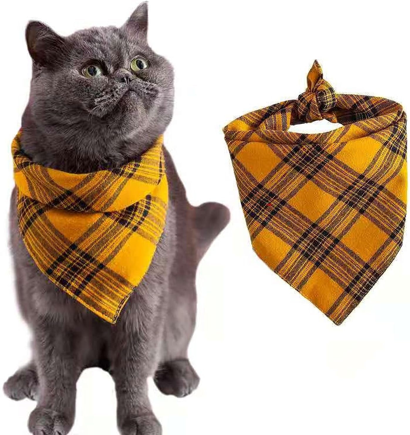 5 Pieces Dog Bandanas, Washable Dog Scarfs Dog Bibs Pet Kerchiefs, Double Reversible Printing and Adjustable, Suitable for Girls Boys Small Medium Large Dogs Cats Pets (Plaid Cloth Multi Color)