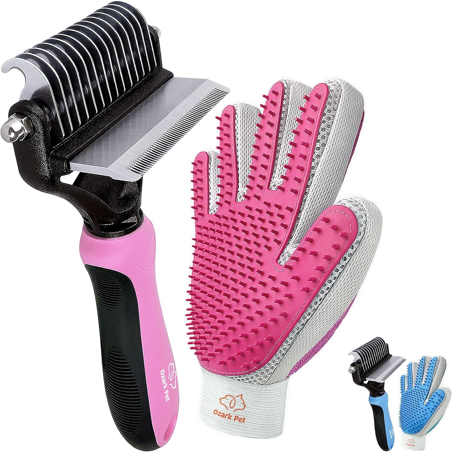 Dog & Cat Brush-Deshedding Brush, Dematting Tools, Shedding Brush Glove, Reduces Shedding 95%, Short to Long Hair, Large Breeds (Pink)