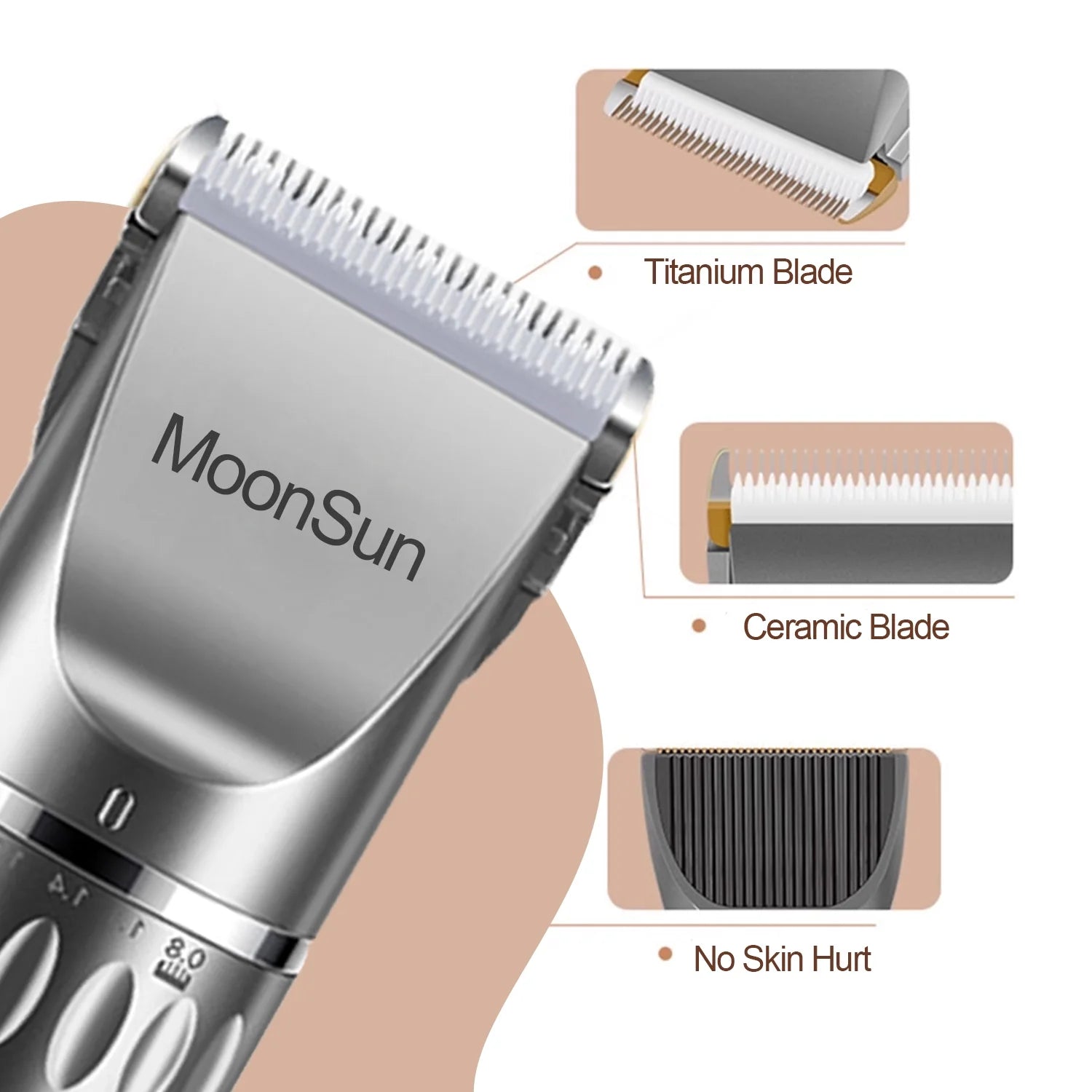 5-Speed Adjustable Rechargeable Dog & Cat Grooming Clippers Kit with 1 X Silver Dog Clipper